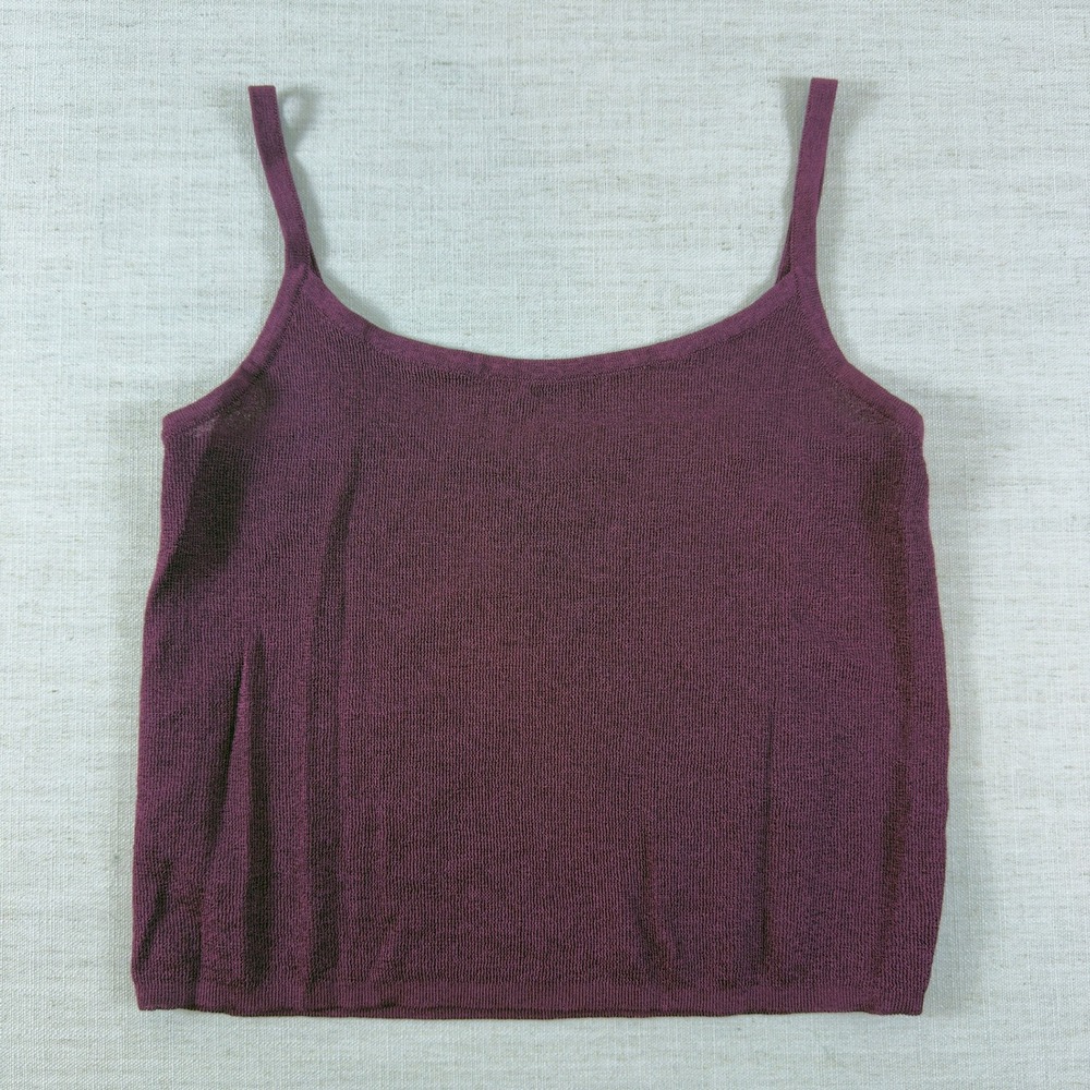 Ann Taylor Plum Purple Knit Camisole Spaghetti Strap Tank Top Medium USA Made